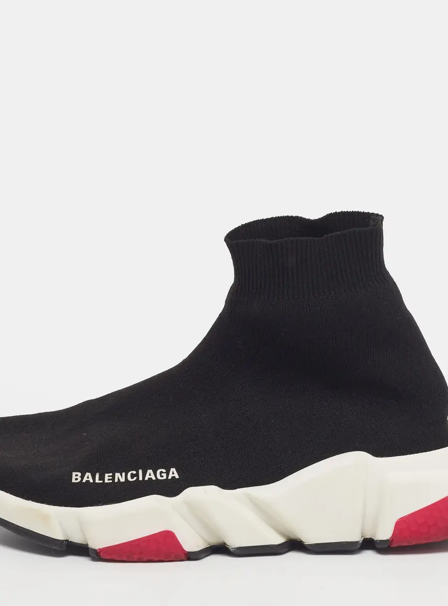 Balenciaga Speed Trainer Size 38 Black Knit Fabric High Top Sneakers