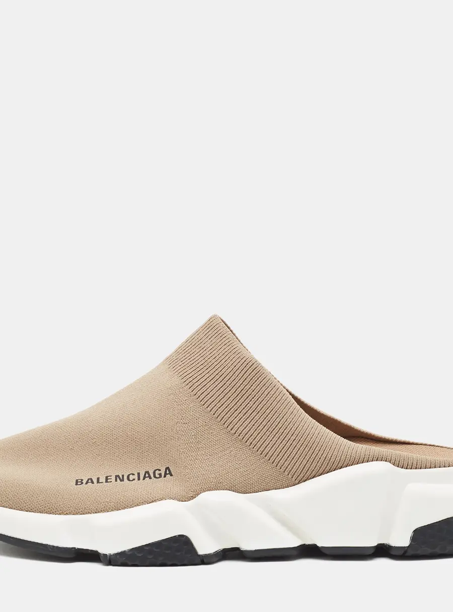 Balenciaga Speed Trainer Size 41 Beige Knit Fabric Mule Sneakers