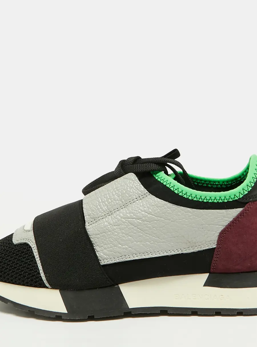 Balenciaga Race Runner Size 35 Multicolor Leather, Neoprene and Suede Low Top Sneakers