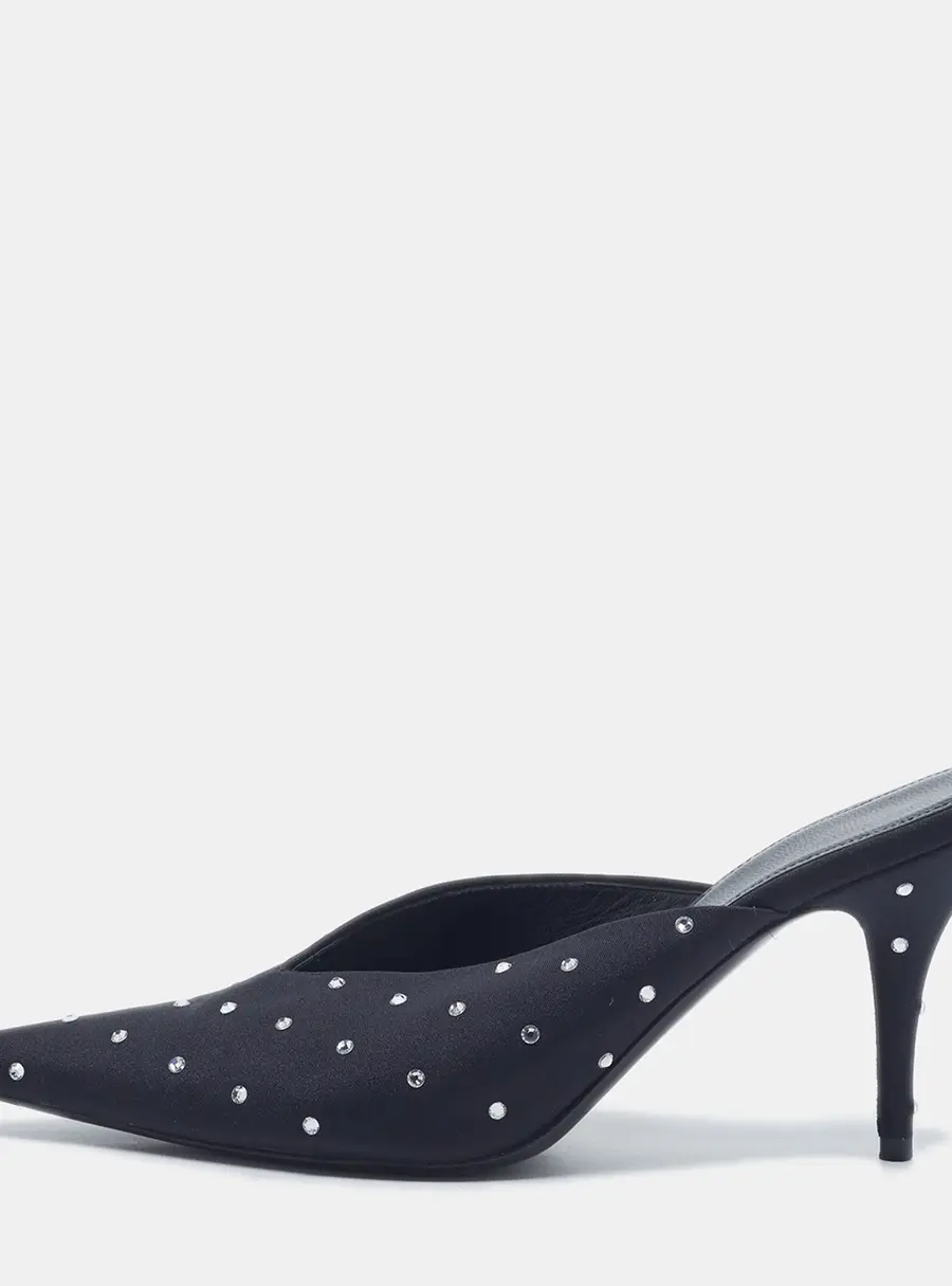 Balenciaga Knife Size 38 Black Fabric Crystal Embellished Mules