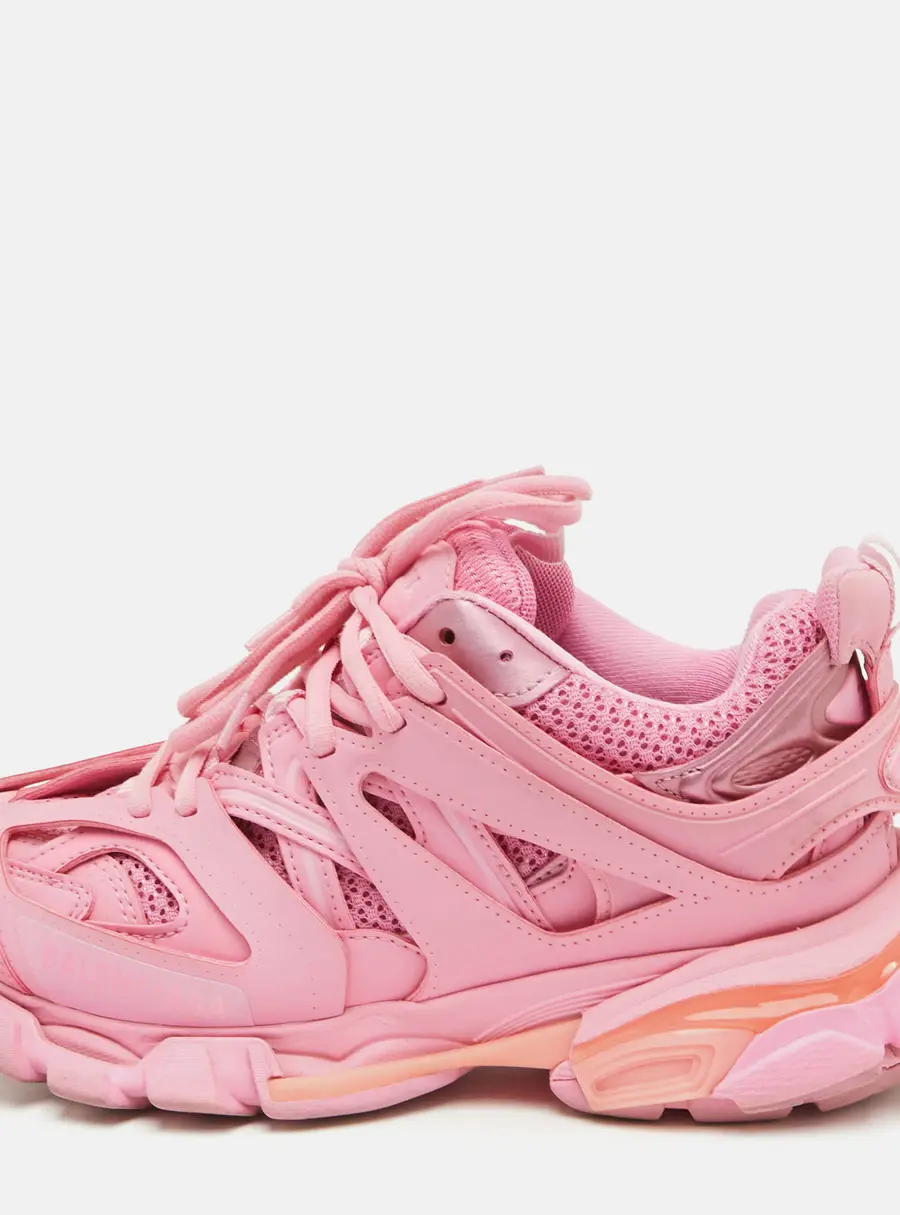 Balenciaga Track Size 37 Pink Faux Leather and Mesh Lace Up Sneakers