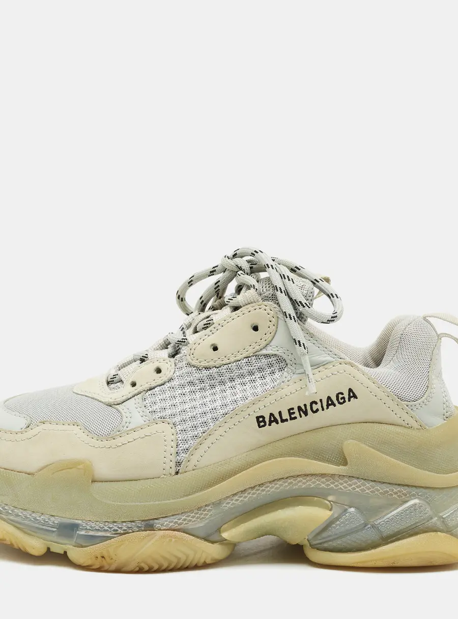 Balenciaga Triple S Clear Size 38 Grey Leather and Mesh Low Top Sneakers