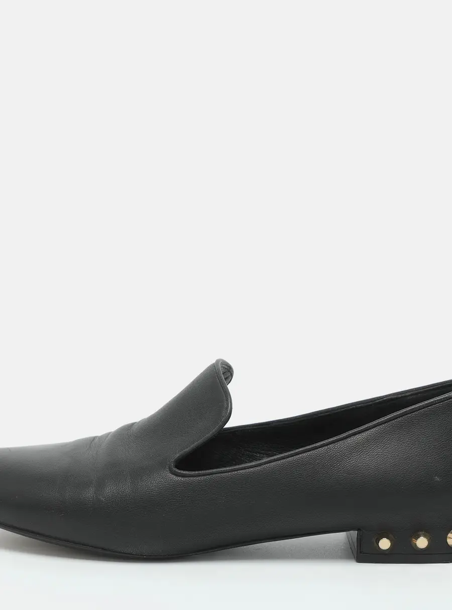 Balenciaga Size 39 Black Leather Studded Loafers