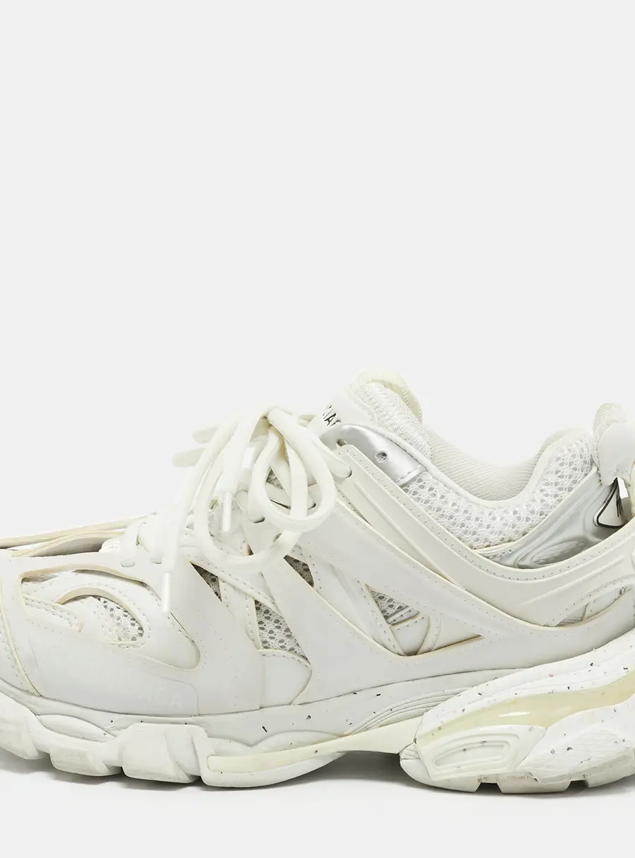 Balenciaga Track Size 36 White Faux Leather and Mesh Low Top Sneakers