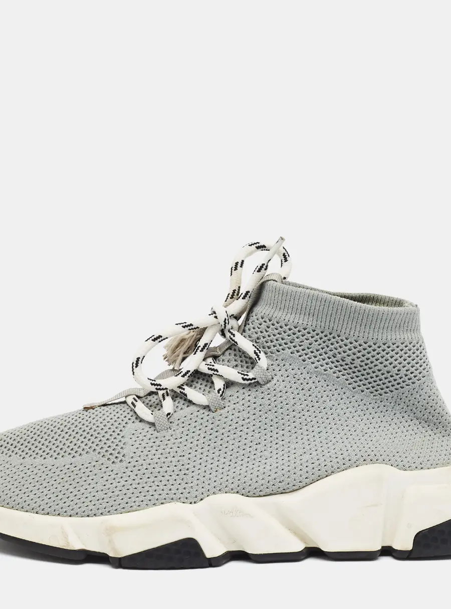 Balenciaga Speed Trainer Size 40 Grey Knit Fabric High Top Sneakers