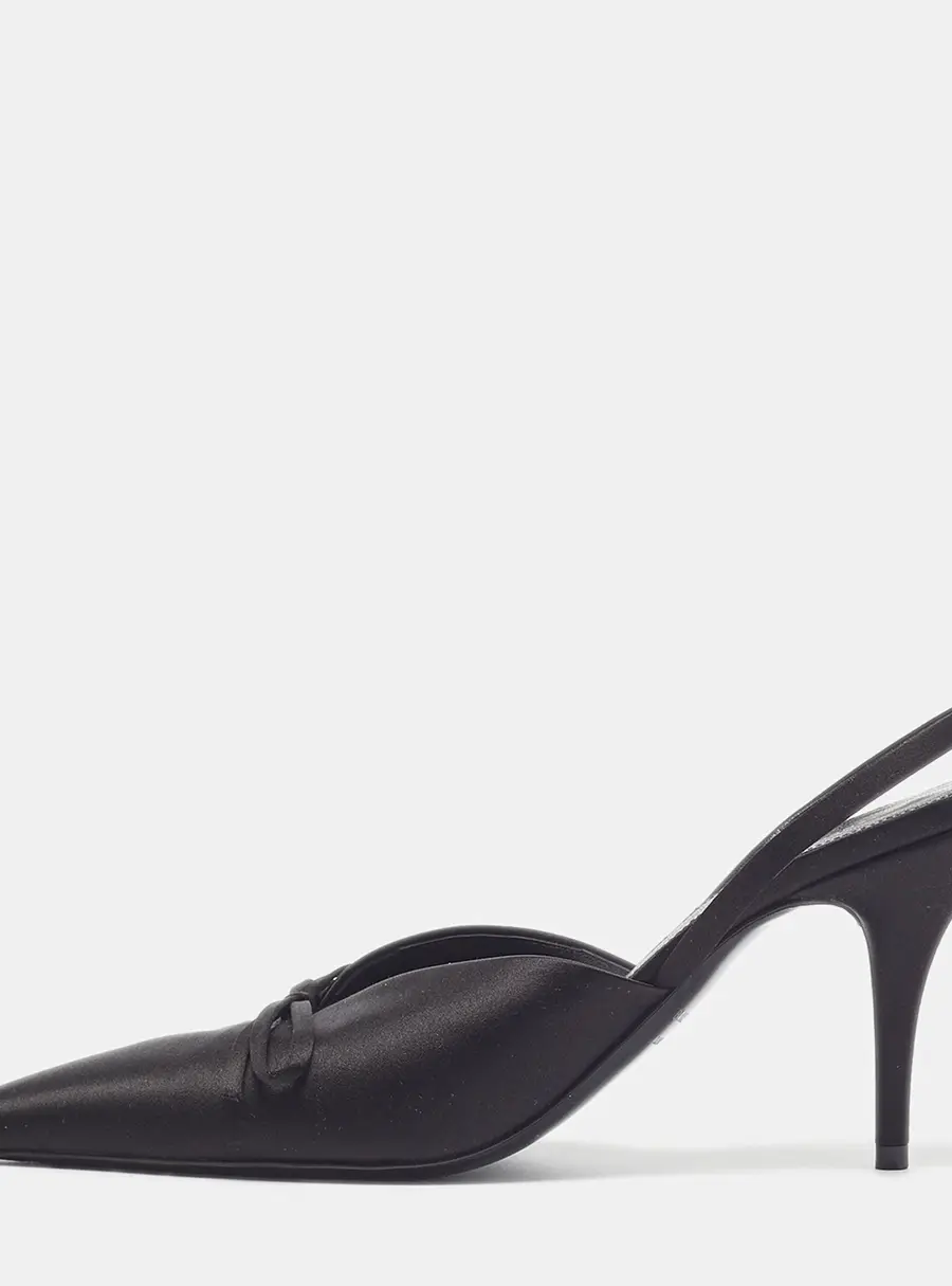 Balenciaga Knife Size 38.5 Black Satin Slingback Pumps