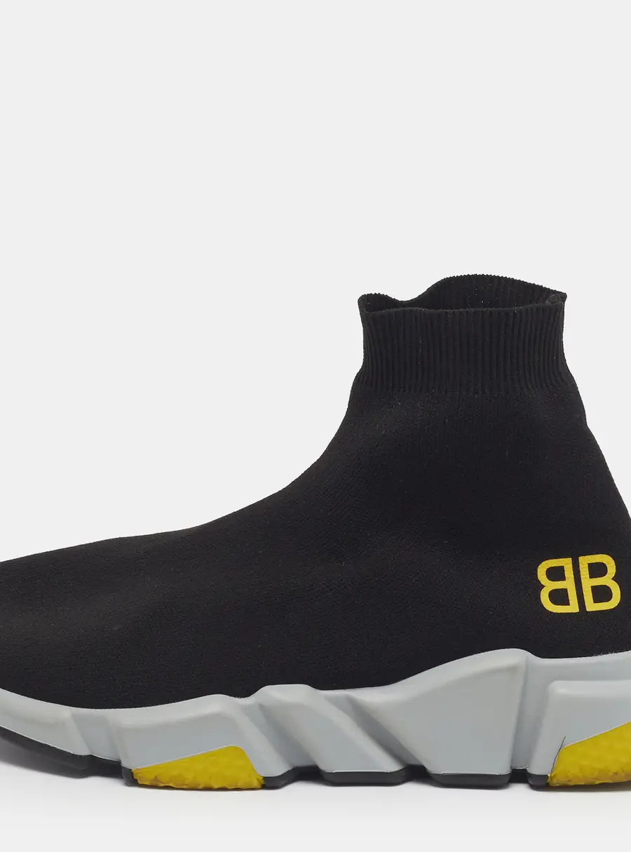 Balenciaga Speed Trainer Size 39 Black Knit Fabric High Top Sneakers