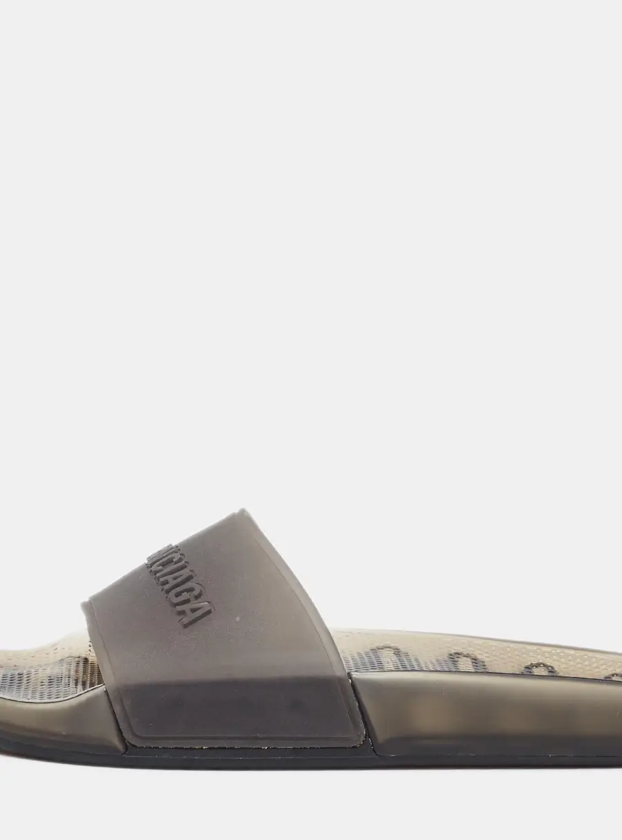 Balenciaga Size 38 Transparent/Grey Rubber Pool Slide
