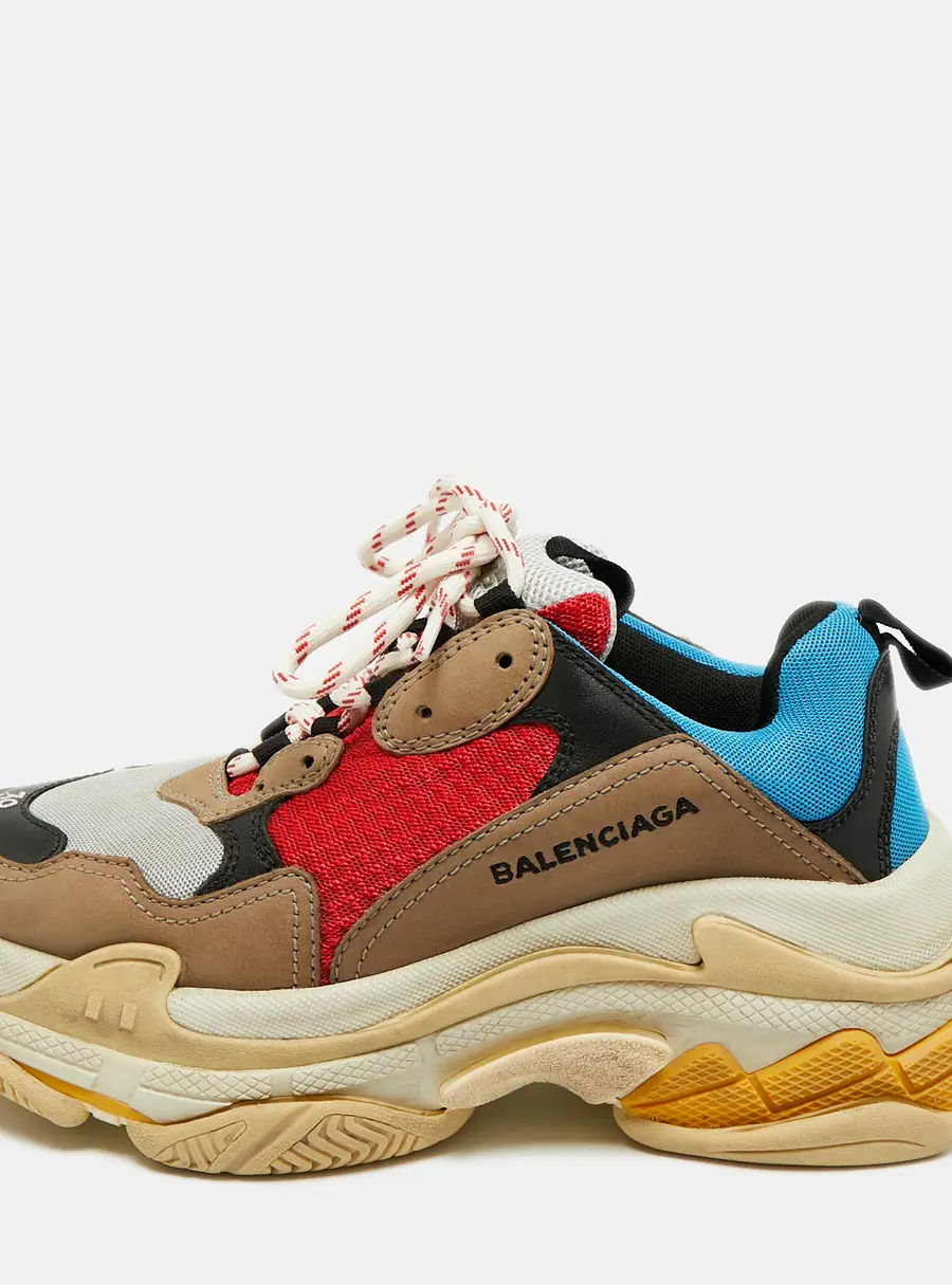 Balenciaga Triple S Size 39 Multicolor Mesh and Nubuck Leather Lace Up Sneakers