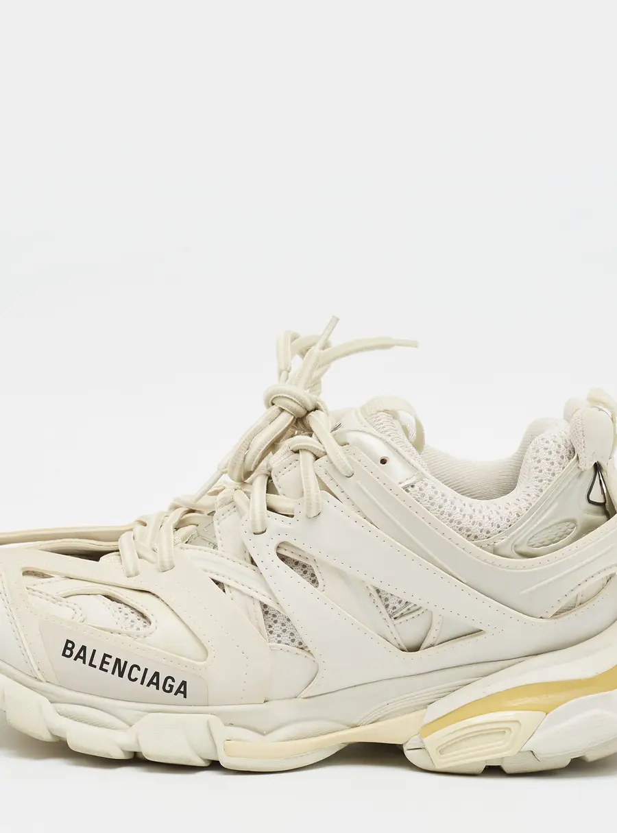 Balenciaga Track Size 39 White Faux Leather and Mesh Lace Up Sneakers
