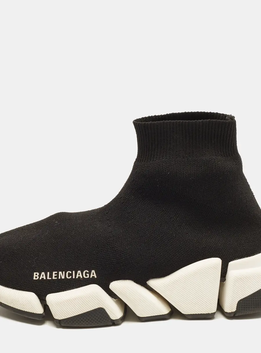 Balenciaga Speed Size 37 Black Knit Fabric High Top Sneakers