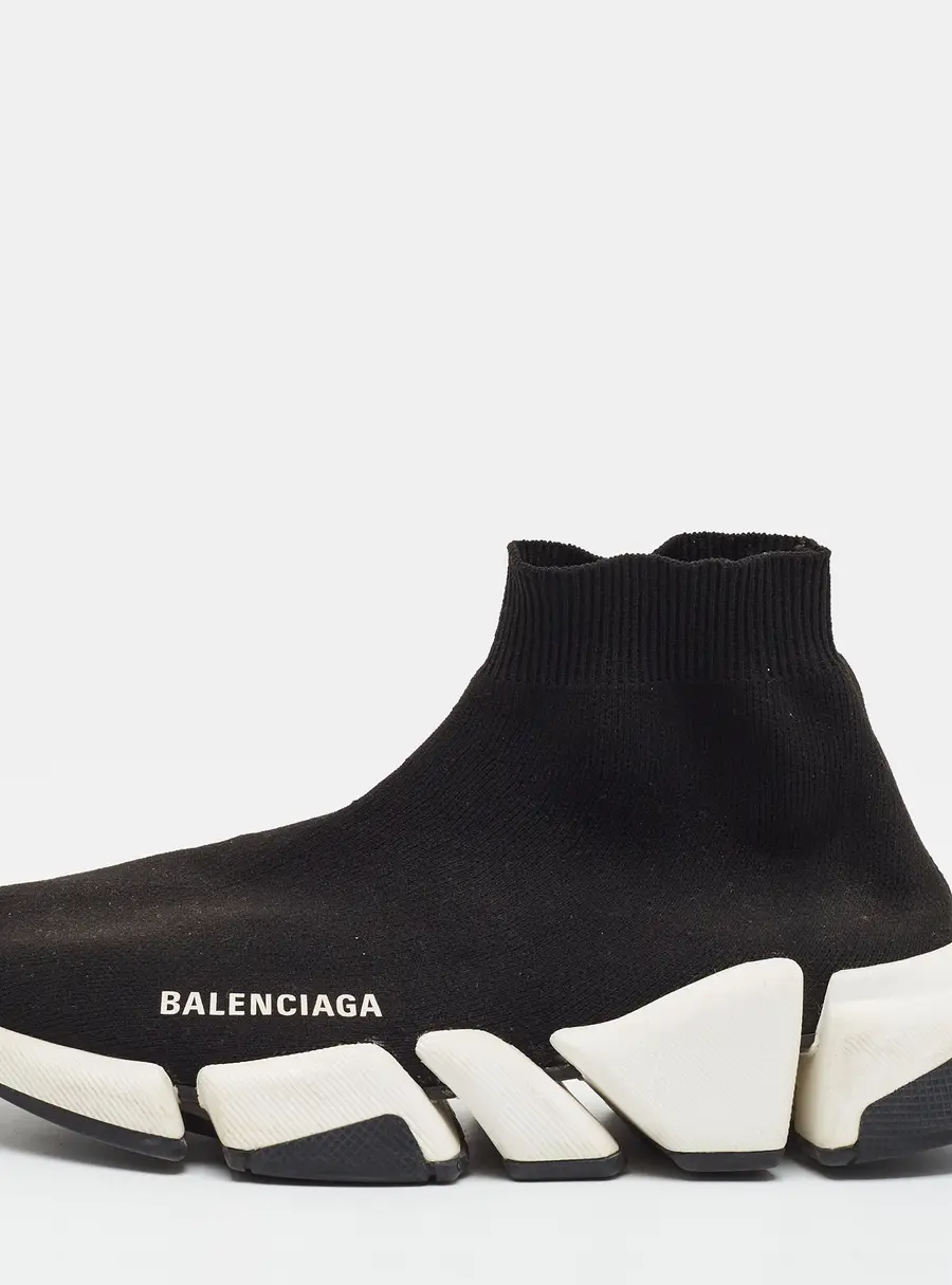 Balenciaga Speed Size 37 Black Knit Fabric High Top Sneakers