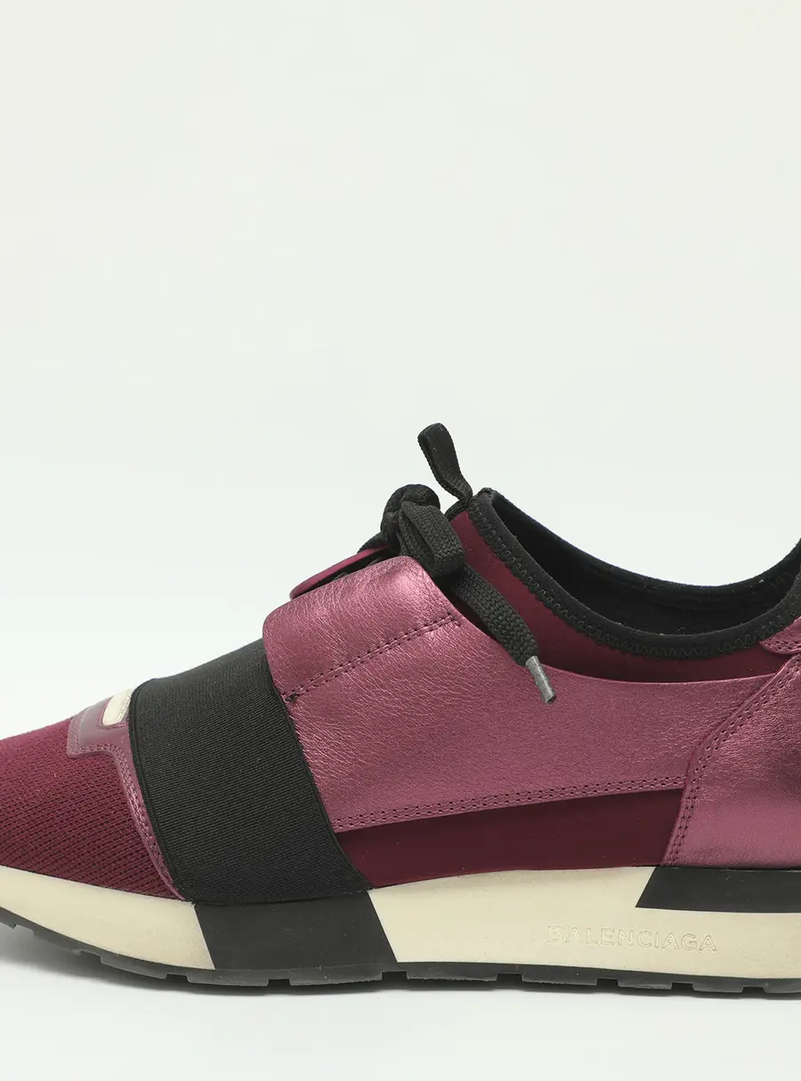 Balenciaga Race Runner Size 38 Purple Leather Low Top Sneakers