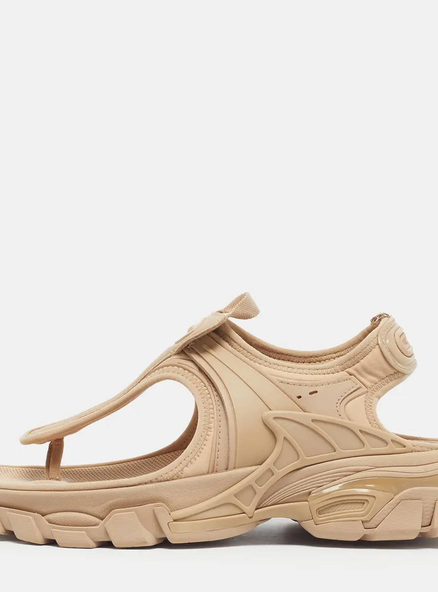 Balenciaga Track Size 36 Beige Neoprene and Rubber Flat Sandals