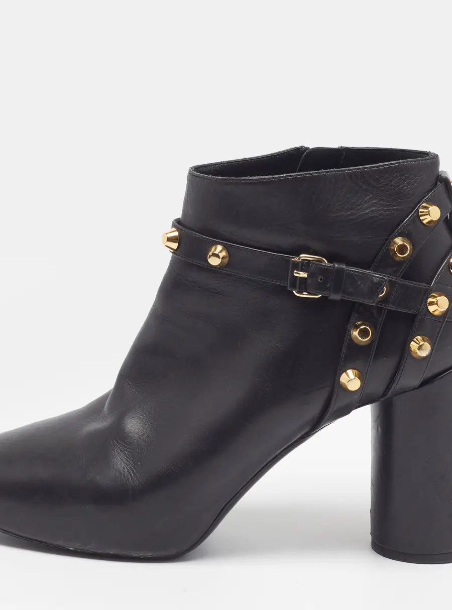 Balenciaga Size 41 Black Leather Studded  Ankle Length Boots