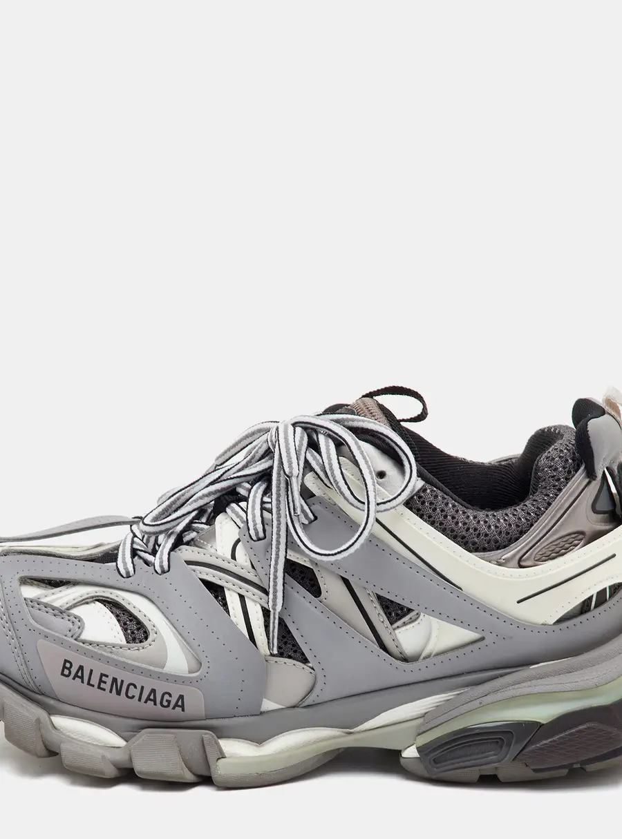 Balenciaga Track Size 39 Grey/White Faux Leather and Mesh Low Top Sneakers
