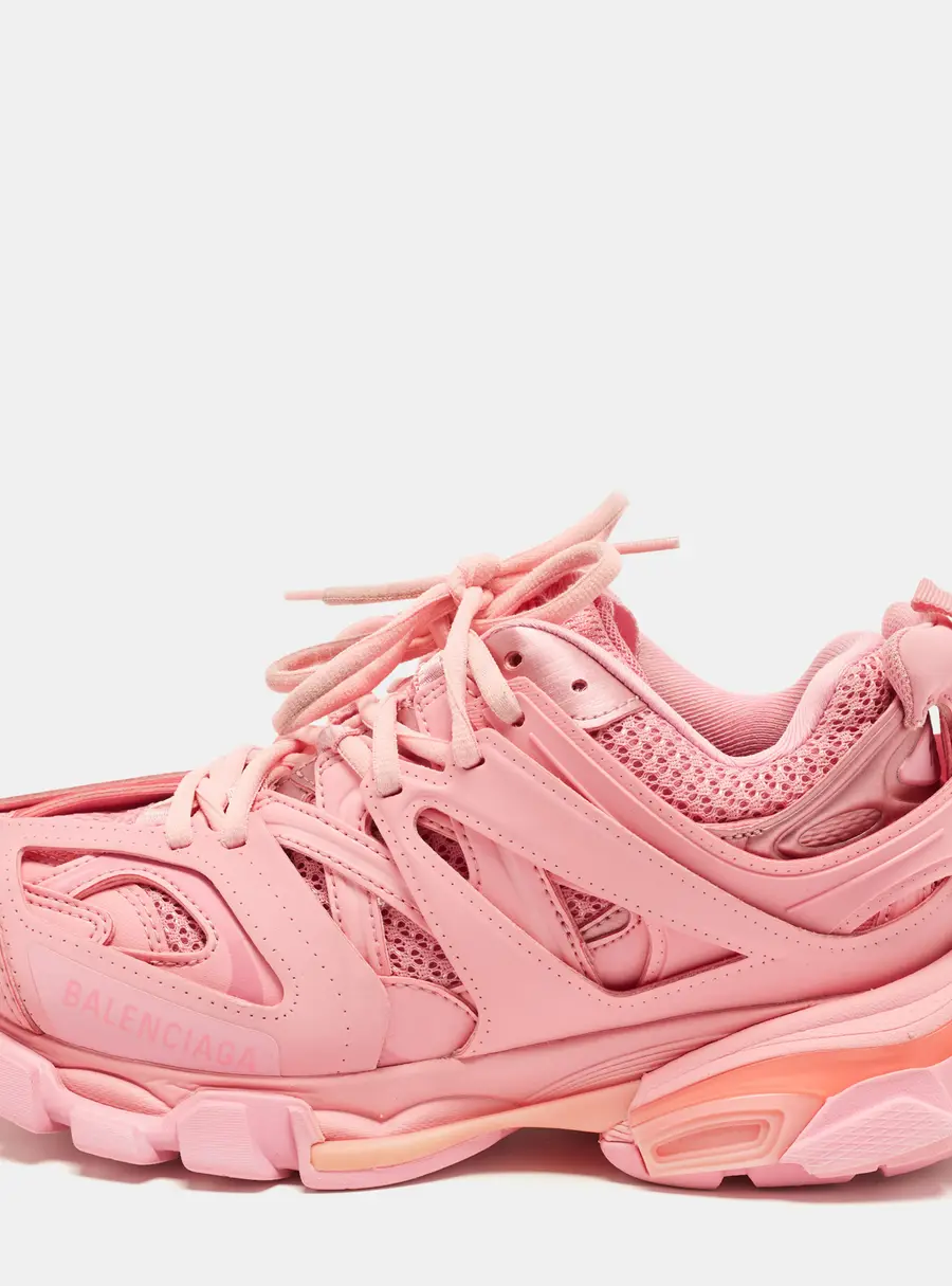 Balenciaga Track Size 38 Pink Faux Leather and Mesh Low Top Sneakers