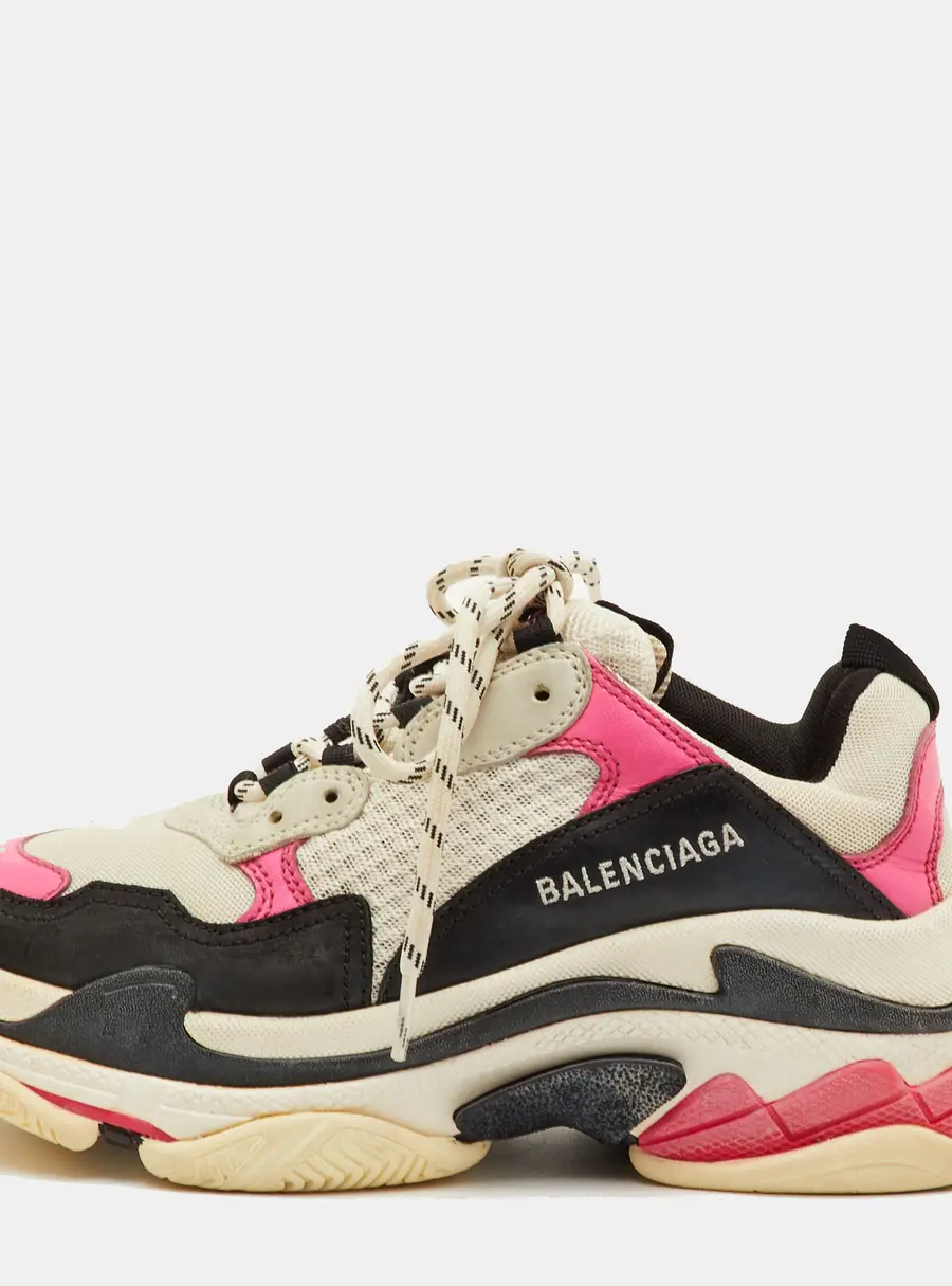 Balenciaga Triple S Size 39 Multicolor Faux Leather and Mesh Lace Up Sneakers