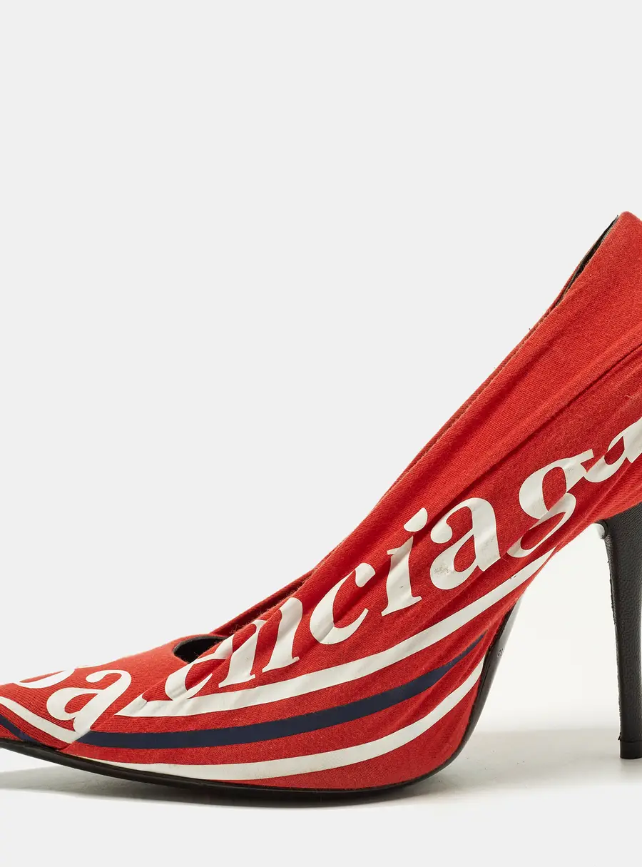 Balenciaga Knife Size 38.5 Red Knit Fabric Pumps