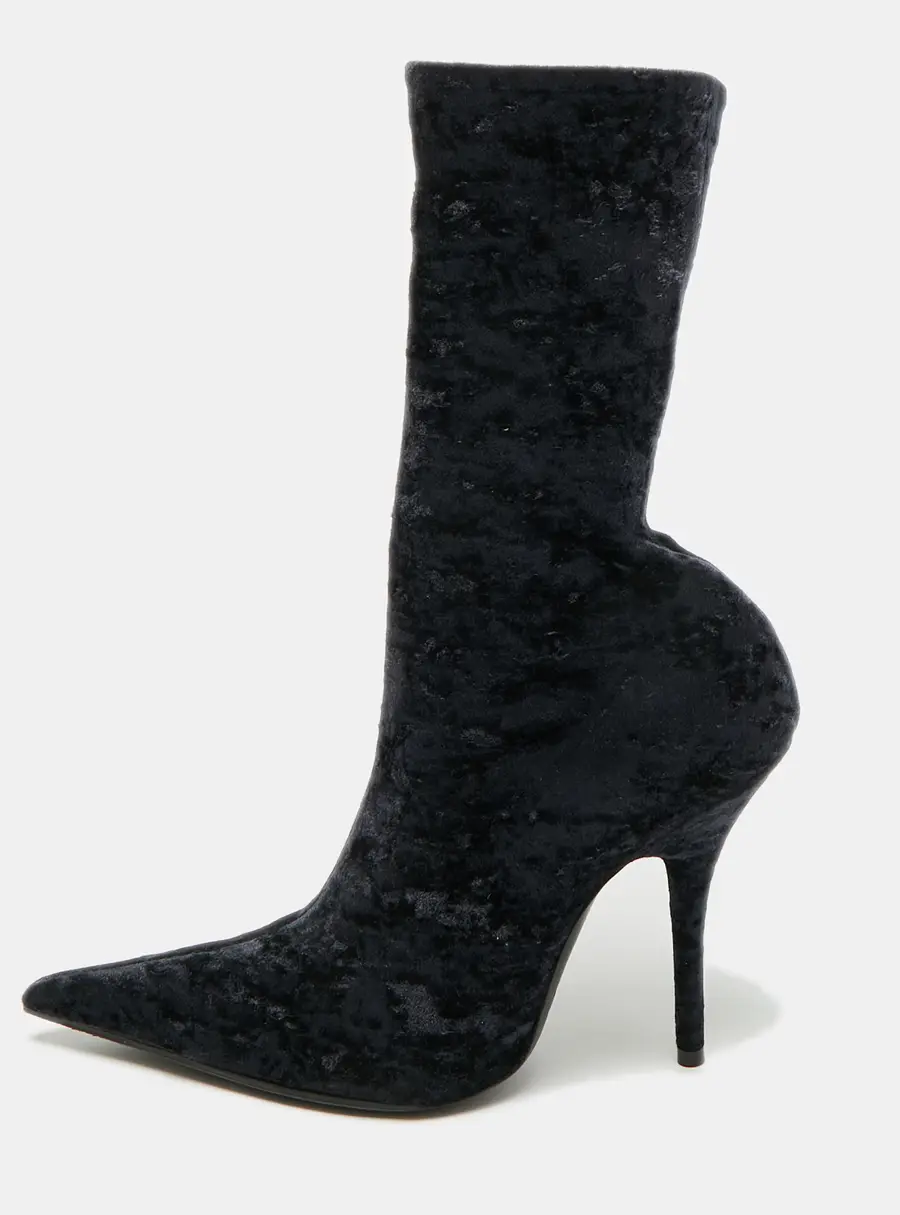 Balenciaga Knife Size 39 Navy Blue Stretch Fabric Ankle Length Boots