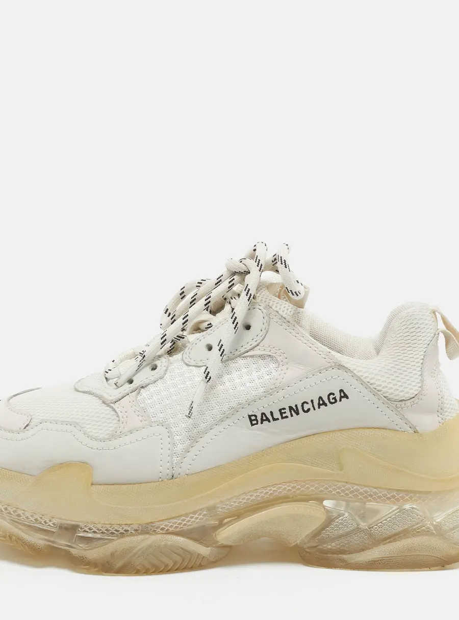 Balenciaga Triple S Clear Size 38 Two Tone Mesh and Nubuck Leather Lace Up Sneakers