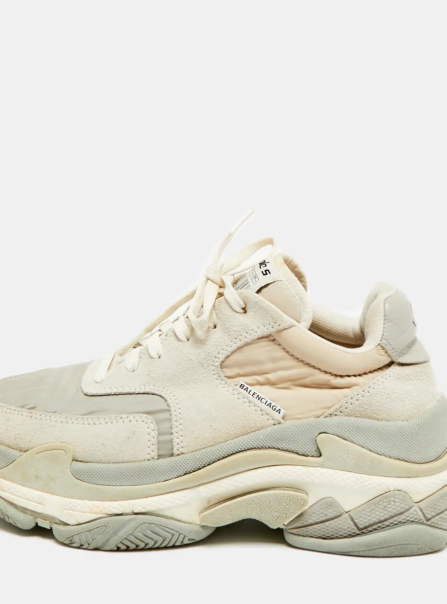 Balenciaga Triple S Size 38 Two Tone Nylon and Suede Lace Up Sneakers
