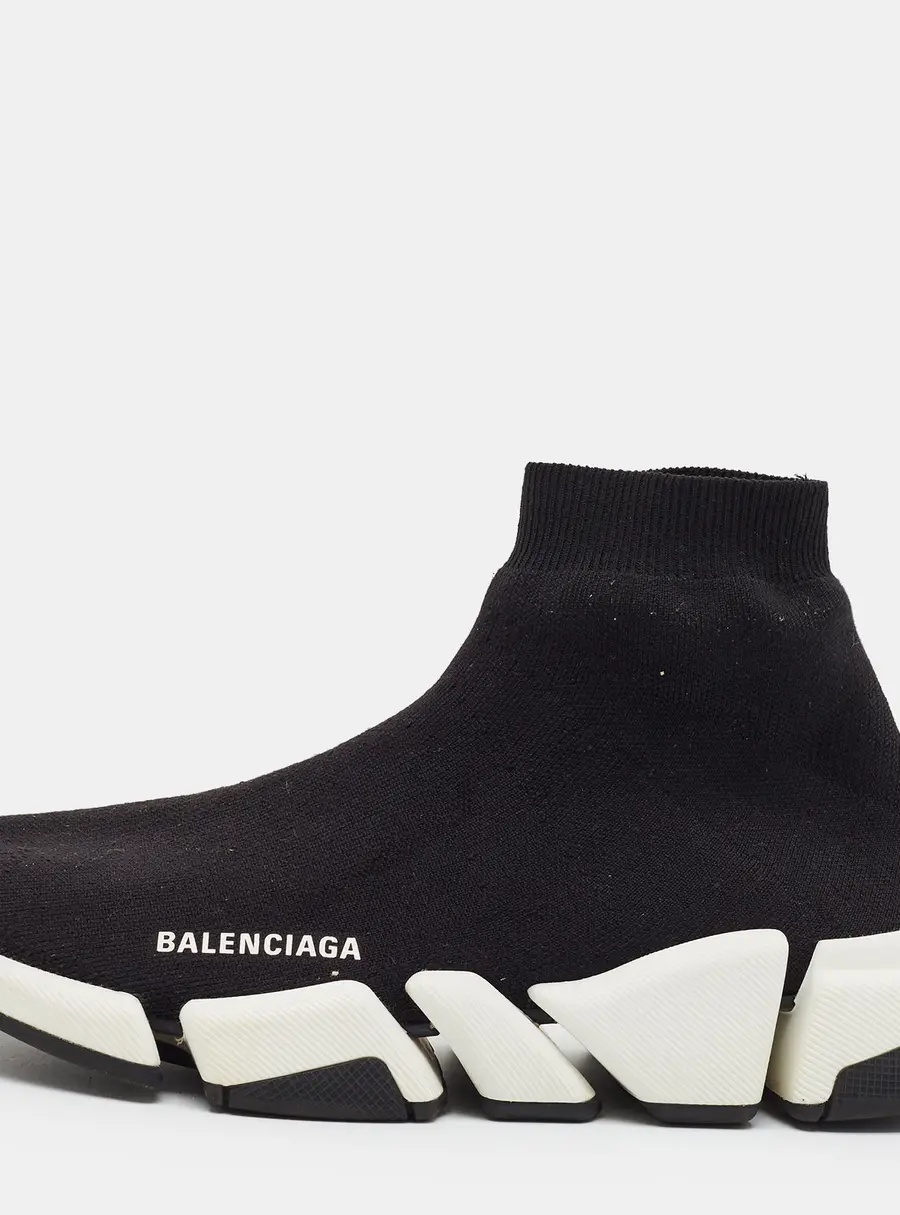 Balenciaga Speed 2.0 Size 41 Black Knit Fabric High Top Sneakers