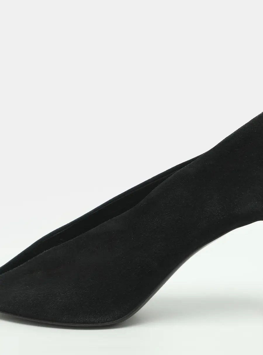 Balenciaga V Neck Size 39 Black Suede Peep Toe Pumps