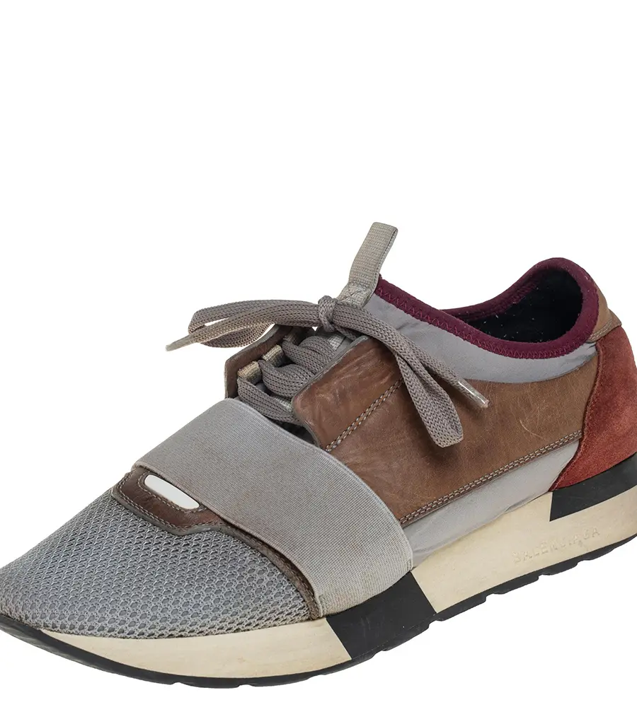 Balenciaga Multicolor Mesh And Leather Race Runner Sneakers Size 40