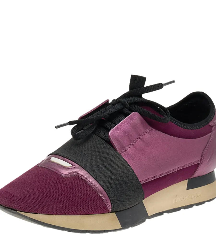Balenciaga Race Runner Size 39 Purple Fabric, Leather and Neoprene Low Top Sneakers
