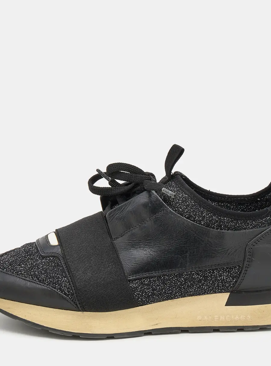 Balenciaga Race Runner Size 39 Black Fabric, Leather and Stretch Band Low Top Sneakers