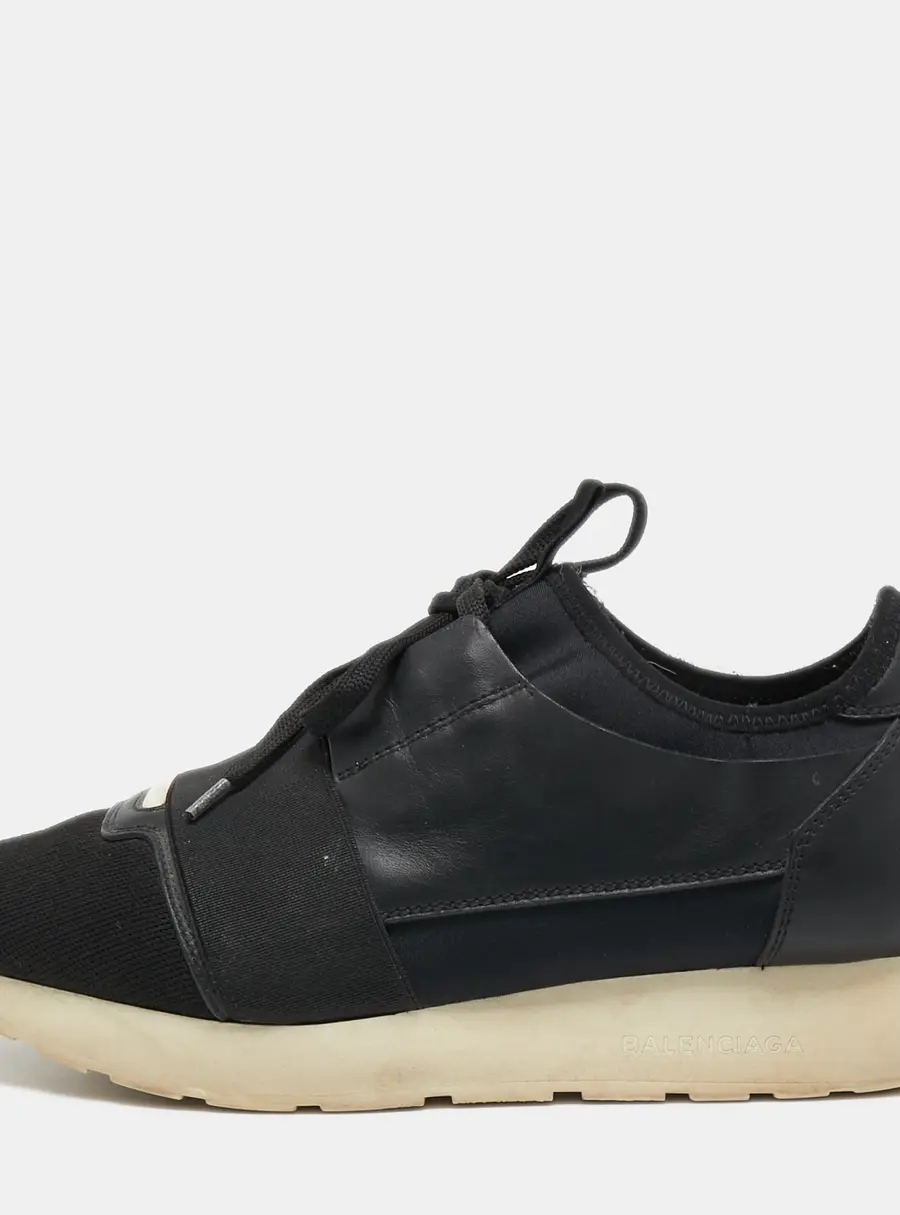 Balenciaga Race Runner Size 39 Black Knit Fabric, Leather and Neoprene Low Top Sneakers