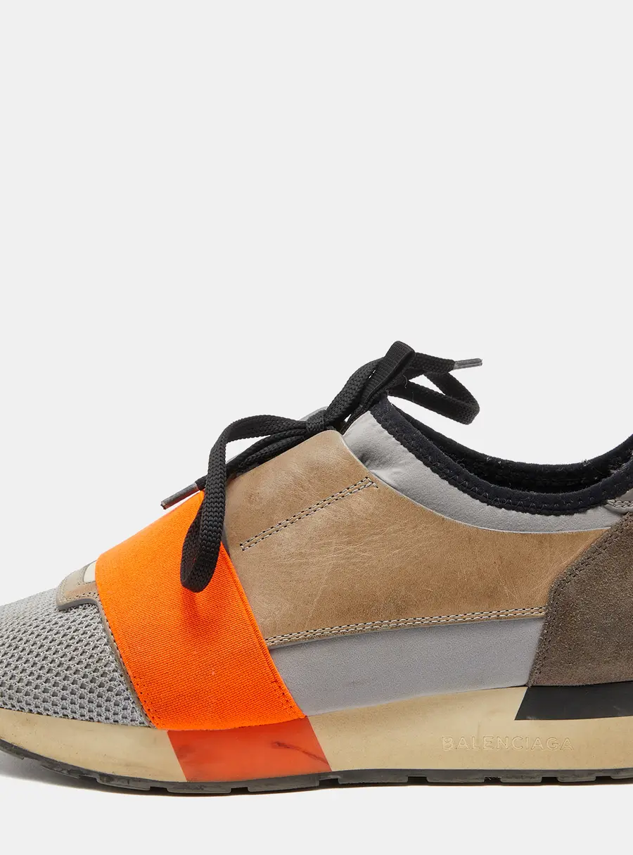 Balenciaga Race Runner Size 37 Multicolor Leather, Mesh and Suede Low Top Sneakers