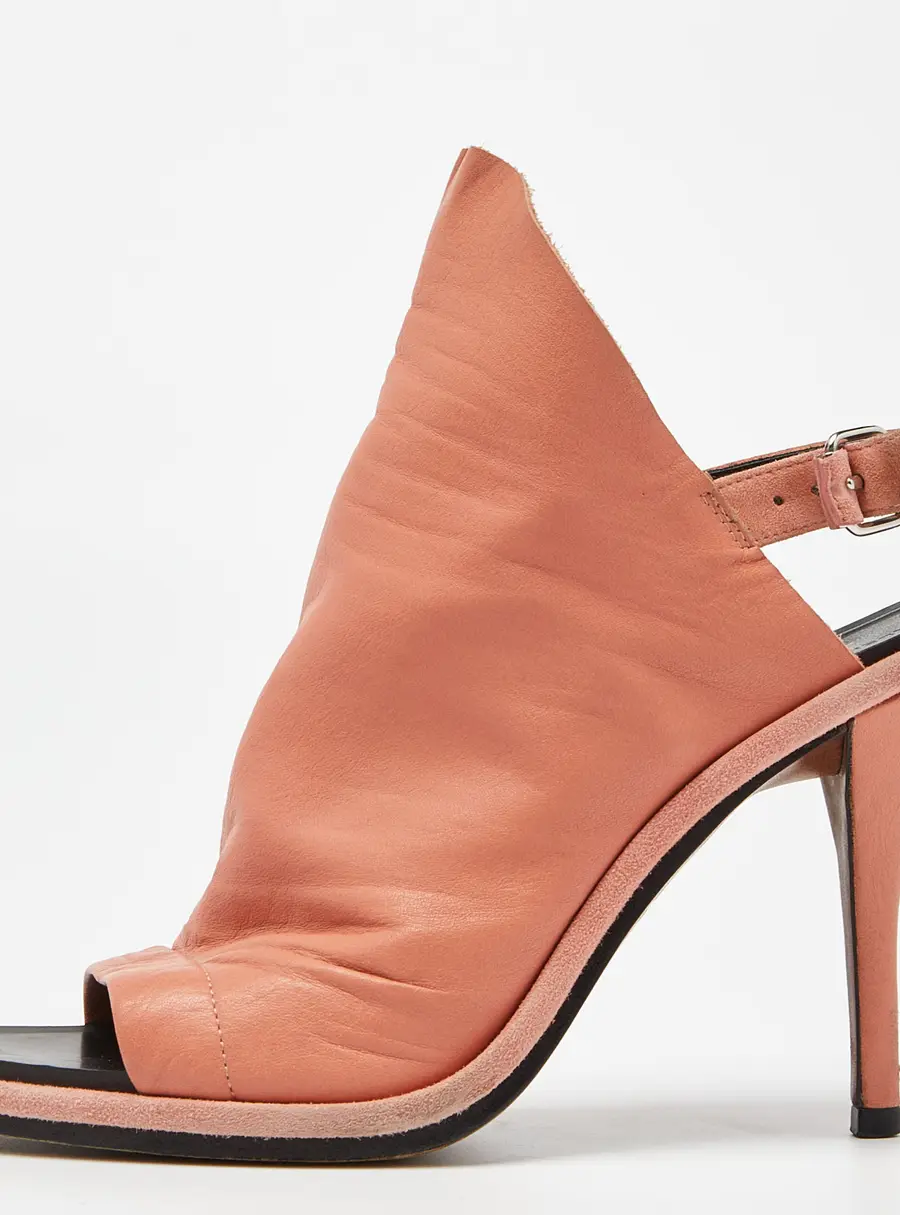 Balenciaga Glove Size 37 Orange Leather and Suede Slingback Sandals