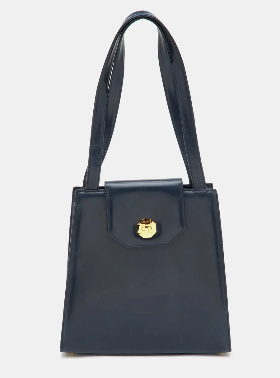 Bally Medium Navy Blue Leather Shoulder Bag