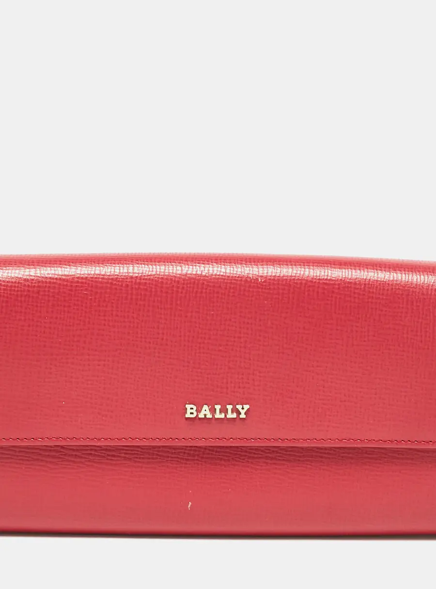 Bally Pink Leather Logo Flap Continental Wallet