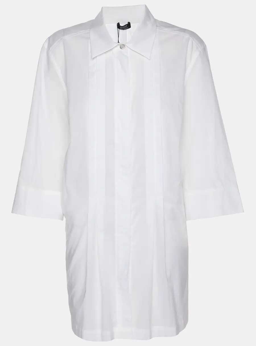 Basler White Cotton Front Zip Short Sleeve Shirt XL