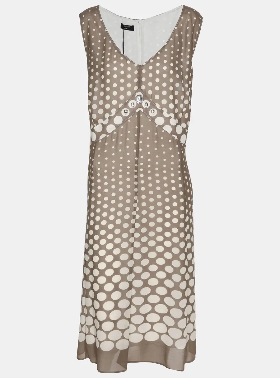 Basler Grey Polka Dot Chiffon Sleeveless Dress XXL