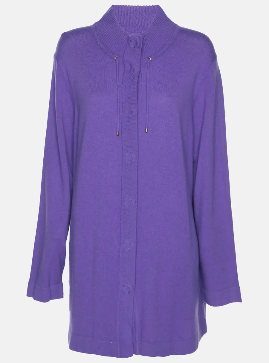 Basler Purple Wool Knit Front Button Sweater XXXL