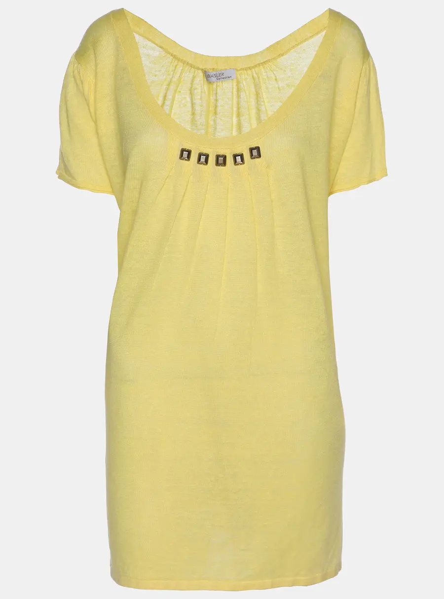 Basler Yellow Linen Knit Blend Glam Rock Strick Top XXL