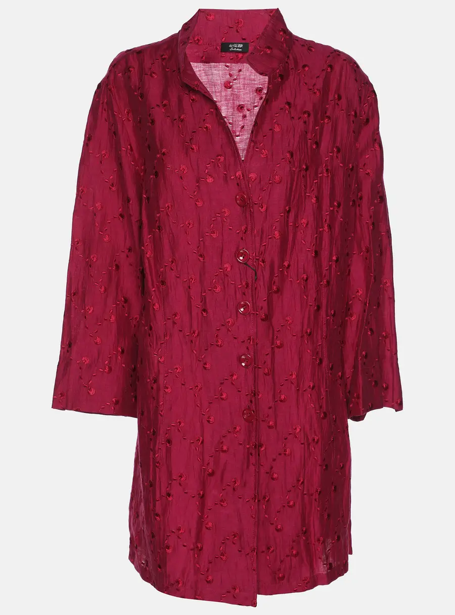 Basler Fuchsia Linen Blend Embroidered Shirt XXL