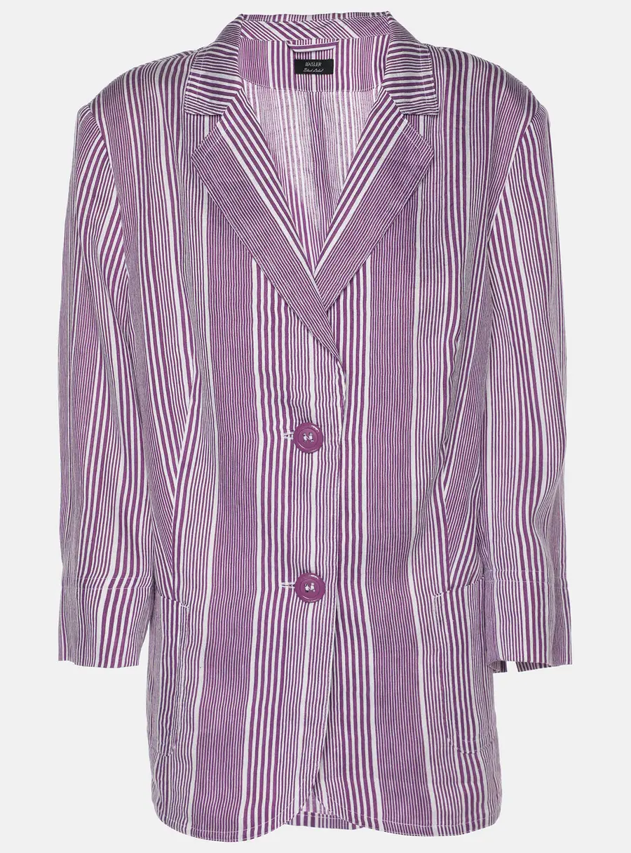 Basler Purple Stripe Linen Blend Single Breasted Blazer L