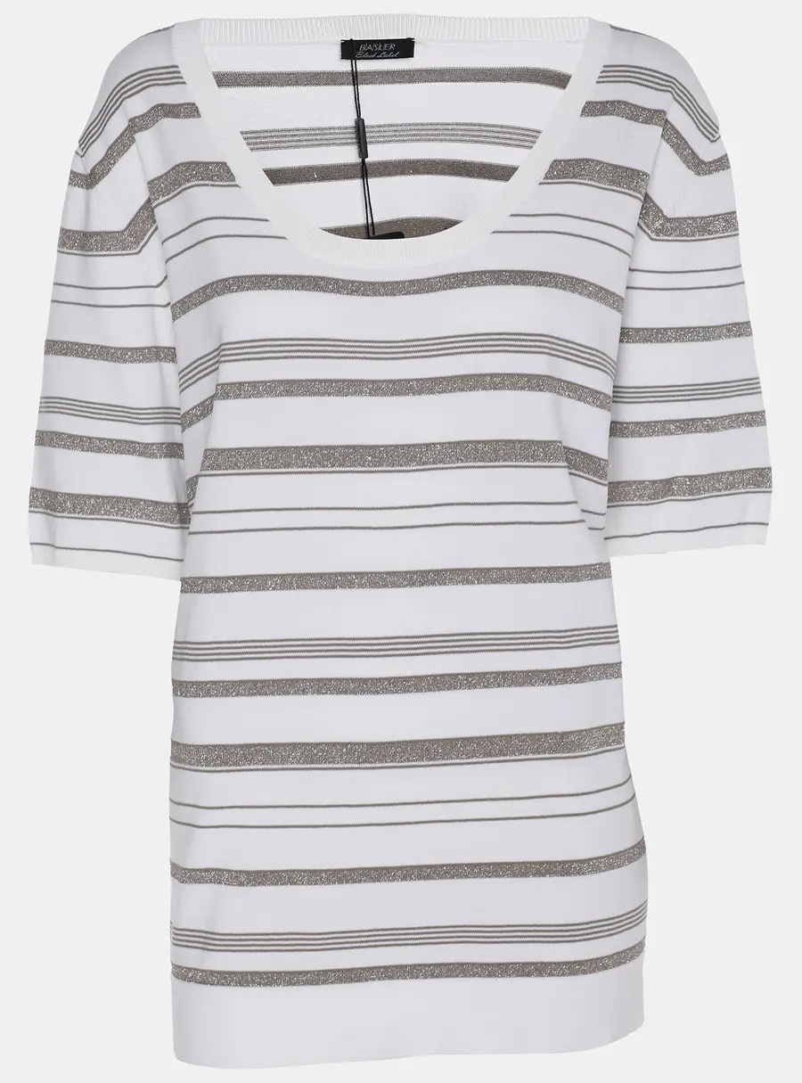 Basler White/Grey Lurex Knit T-Shirt XL