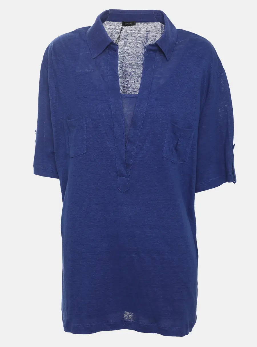 Basler Blue Linen Top XXXL
