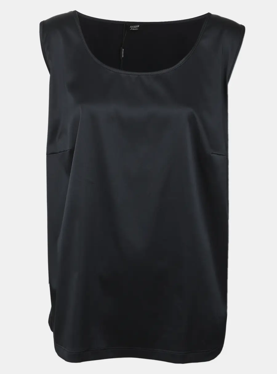 Basler Dark Navy Satin Sleeveless Top XXL