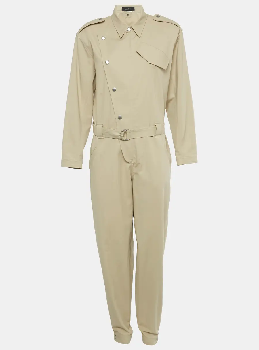 Barbara Bui Beige Cotton Belted Jumpsuit S