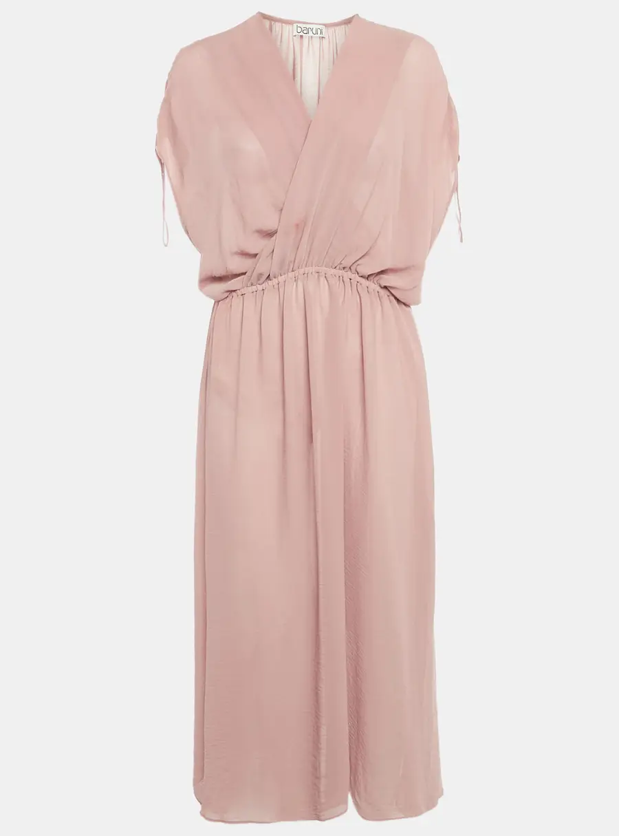 Baruni Mauve Sheer Crepe Maxi Dress XL