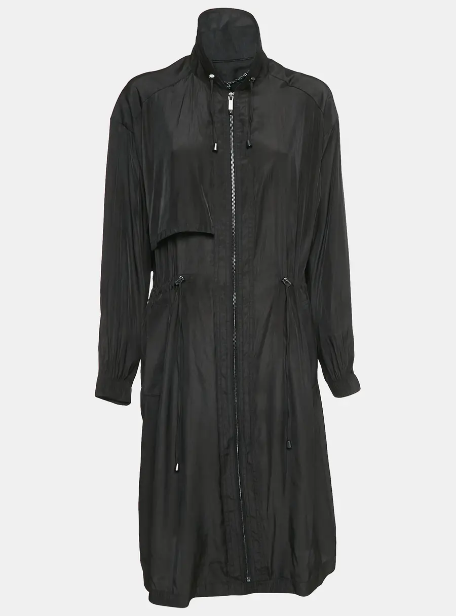 BCBMAXAZRIA Black Crepe Zip-Up Midi Dress S