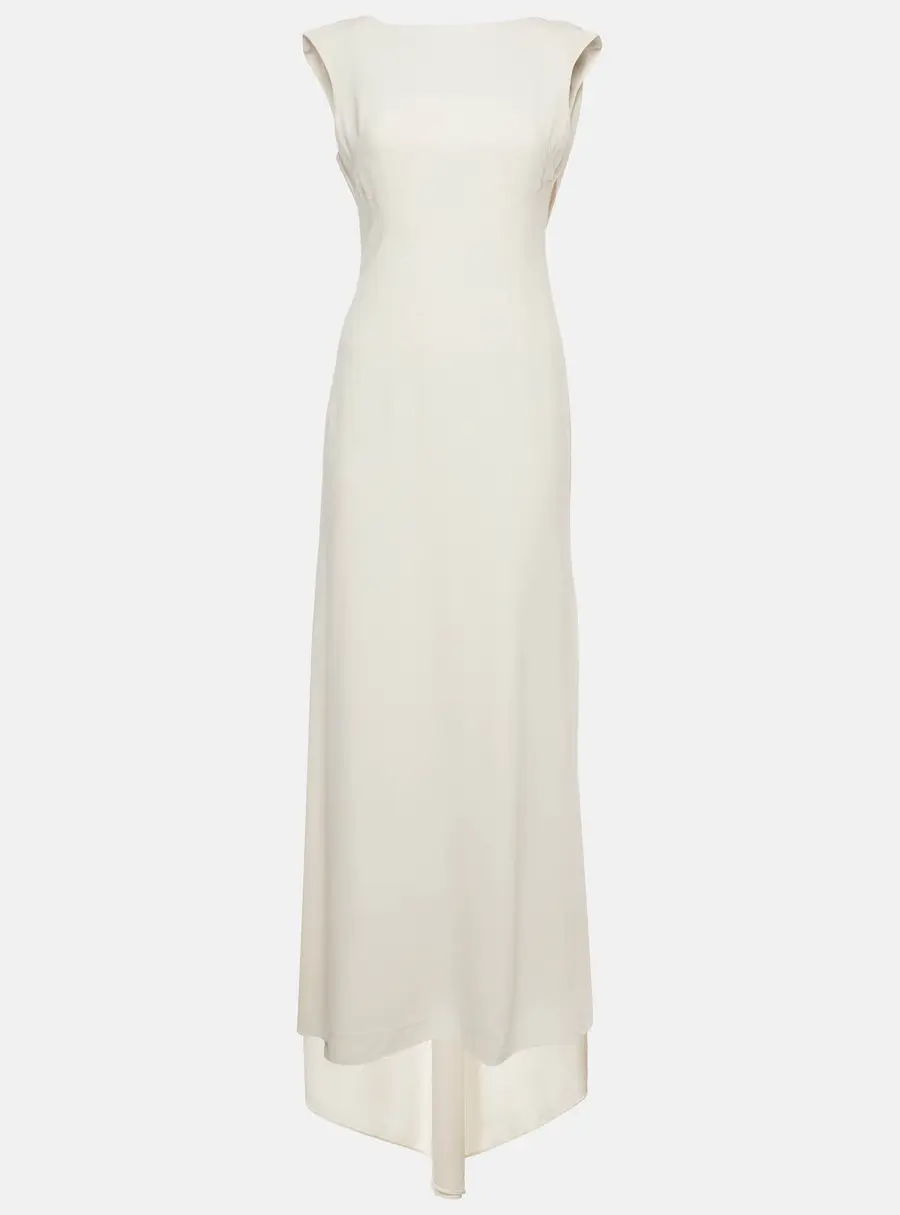 Bcbgmaxazria White Crepe Back Draped Sleeveless Gown S