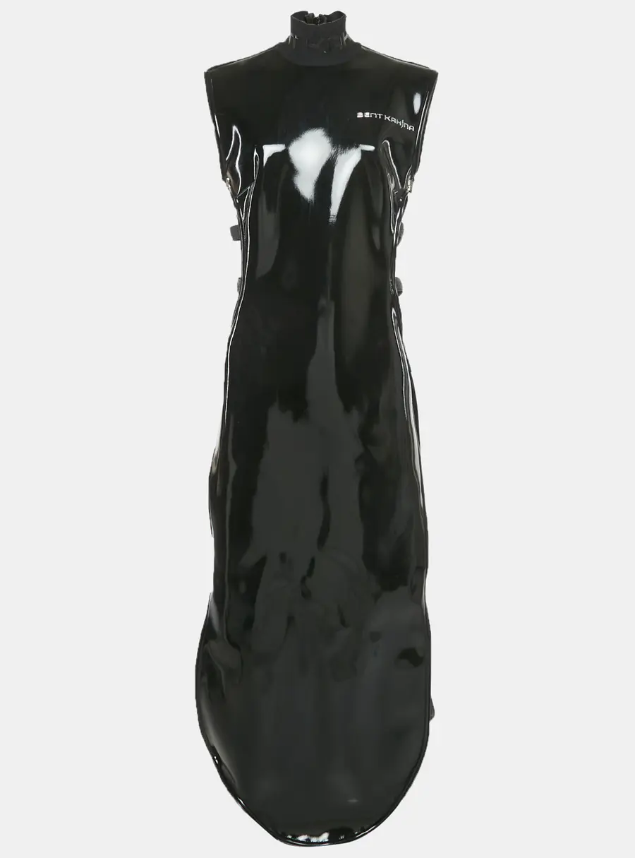 Bent kahina Black Latex High Gloss Cut Out Dress M